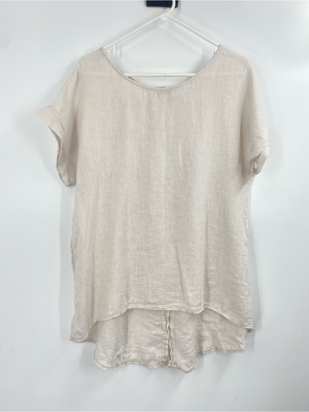 Terzo‎ Millennio Light Cream Linen Short-Sleeve Women's Top Tunic Medium